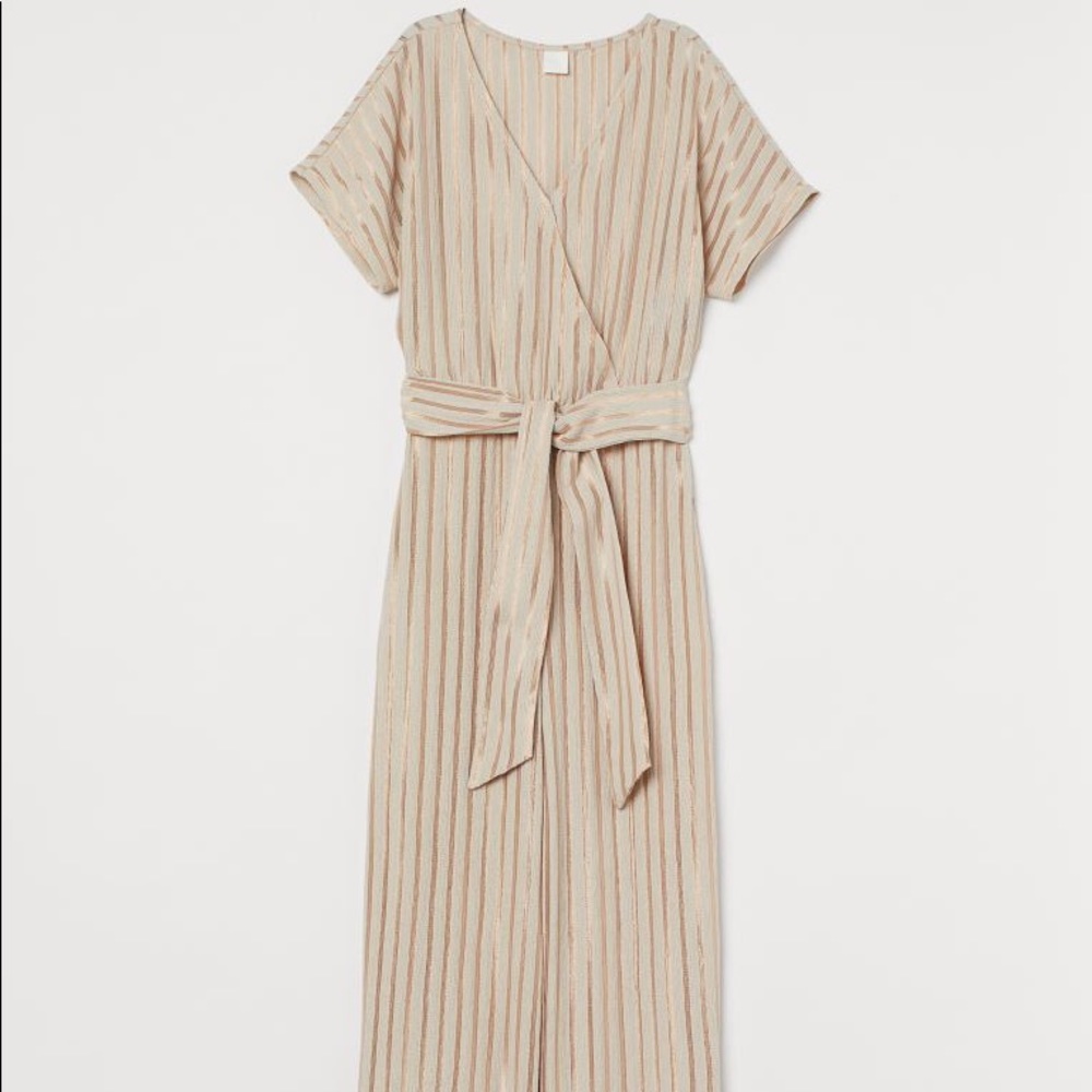 H&M Short Sleeve Gold/Beige Jumpsuit